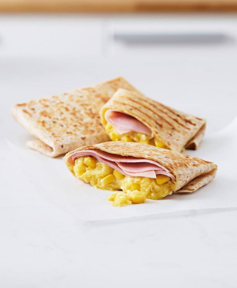 Creamed Corn and Ham Toasted Wraps