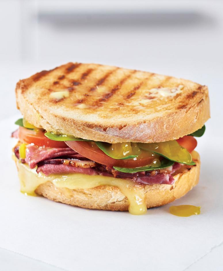 Roast Beef, Pickles & Cheese Toasted Sandwich